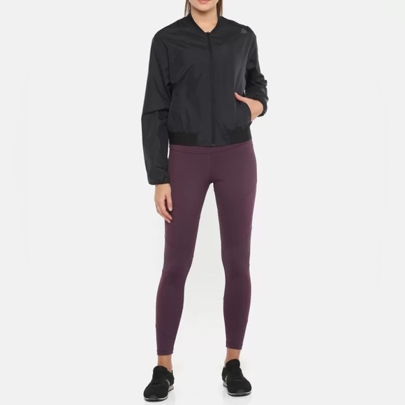 Women’s REEBOK taffeta black‎ workout bomber sport jacket size small - Picture 1 of 16